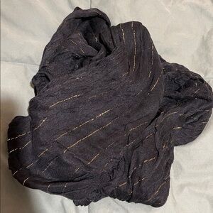 Black and Gold Scarf with Fringe